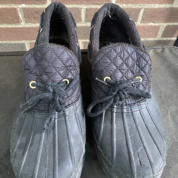 Sperry TopSide Black Rubber Low Duck Size 10 - Picture 1 of 4